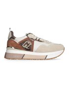 Liu Jo Pantofi sport de piele intoarsa cu insertii de plasa - Maro/Bej