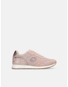 Liu Jo Pantofi sport de piele intoarsa si material textil cu detalii cu aspect stralucitor - Roz