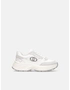 Liu Jo Pantofi sport de piele intoarsa si piele cu model monograma - Alb