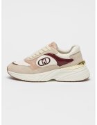 Liu Jo Pantofi sport demiwedge cu garnituri de piele intoarsa - Auriu/Roz/Crem
