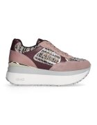Liu Jo Pantofi sport flatform de piele cu insertii de material textil - Violet tyrian/Roz prafuit