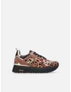 Liu Jo Pantofi sport flatform de piele intoarsa cu animal print - Maro