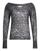 Liu Jo Pulover cu decolteu in V si animal print - Gri deschis/Gri inchis
