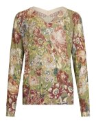 Liu Jo Pulover cu decolteu in V si model floral - Verde pal