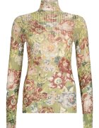 Liu Jo Pulover cu model floral si guler inalt - Verde pal