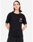 Liu Jo Tricou de bumbac cu broderie si strasuri - Negru
