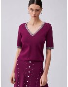 Liu Jo Tricou tricotat fin cu margele - Violet