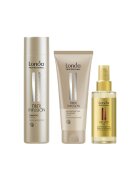 Londa Professional Pachet Sampon Fiber Infusion 250 ml + Tratament Reconstructiv 200 ml + Ulei Velvet cu ulei de argan 100 ml - pentru par normal - hidratare intensa