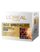 LOreal Paris Crema antirid pentru fata Age Specialist 65+ - 50 ml - Anti-imbatranire/Regenerator/Hidratare/Antirid/Fortifiant/Hranitor/Fermitate/Diminueaza petele pigmentare