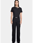 LOUIS GABRIEL NOUCHI Pantaloni cu elastic în talie și multiple detalii transparente - Negru