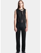 LOUIS GABRIEL NOUCHI Pantaloni evazați din tricot - cu transparenta discreta nervurata și logo frontal LG