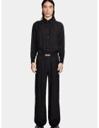 LOUIS GABRIEL NOUCHI Pantaloni supradimensionați cu elastic în talie și imprimeu - Negru