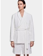 LOUIS GABRIEL NOUCHI Sacou tip kimono - cu cordon în talie - Alb
