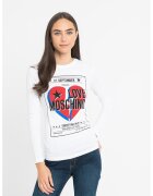 Love Moschino Bluza cu decolteu la baza gatului - imprimeu logo si grafic - Rosu/Alb/Albastru