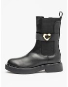Love Moschino Ghete din piele cu garnitura din material textil - Negru