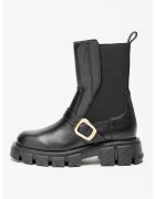 Love Moschino Ghete din piele cu segmente elasctice - Negru