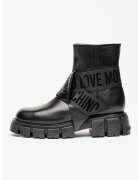 Love Moschino Ghete din piele cu toc masiv - Negru