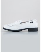 Love Moschino Pantofi loafer de piele cu franjuri - Alb optic