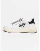 Love Moschino Pantofi sport din piele cu aplicatie logo - Alb/Negru