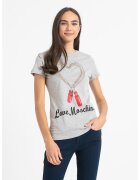 Love Moschino Tricou cu decolteu la baza gatului si imprimeu grafic - Gri melange