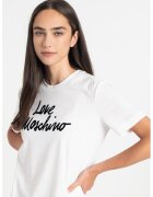 Love Moschino Tricou cu logo contrastant - Alb/Negru