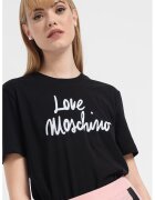 Love Moschino Tricou cu logo contrastant - Alb/Negru stins