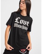 Love Moschino Tricou de bumbac cu imprimeu logo - Alb/Negru