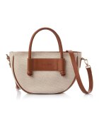 Lucky Bees Geanta crossbody cu garnituri din piele ecologica - Maro scortisoara/Bej deschis