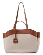 Lucky Bees Geanta shopper cu garnituri din piele ecologica si talisman - deschis - Maro scortisoara/Bej deschis - 22 x 42 x 19 cm