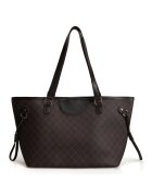 Lucky Bees Geanta shopper de piele ecologica cu imprimeu logo - Maro inchis