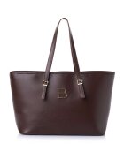 Lucky Bees Geanta shopper din piele ecologică cu logo metalic - Maro inchis - 25 x 42 x 15 cm