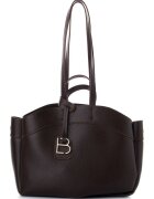 Lucky Bees Geanta tote din piele ecologica cu barete multiple - Maro inchis - 23 x 35 x 15 cm