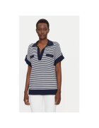 Luisa Spagnoli Tricou Polo dama 58672 CAIO - Viscoza/Poliamida - Alb/Bleumarin - Alb/Bleumarin