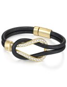 Lulu  Jane Bratara de piele cu detaliu placat cu aur de 14K - Negru