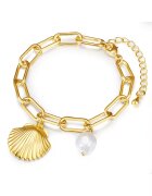 Lulu  Jane Bratara placata cu aur de 14K si decorata cu perla - Auriu