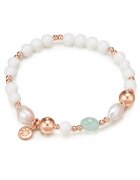 Lulu  Jane Bratara placata cu aur de 14K si decorata cu perle si acvamarin - Auriu rose