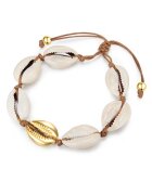 Lulu  Jane Bratara placata cu aur de 14K si decorata cu scoici - Auriu