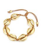 Lulu  Jane Bratara placata cu aur de 14K si decorata cu talismane din scoici - Auriu
