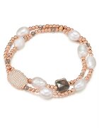 Lulu  Jane Bratara stratificata cu perle - Auriu rose