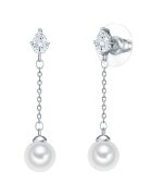 Lulu  Jane Cercei drop cu zirconia si perle - Argintiu