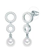 Lulu  Jane Cercei drop decorati cu perle si cristale - Argintiu