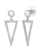 Lulu  Jane Cercei drop decorati cu perle si cristale - Argintiu