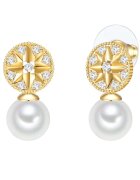 Lulu  Jane Cercei drop placati cu aur 14K si decorati cu cristale si perle sintetice - Auriu