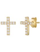 Lulu  Jane Cercei in forma de cruce - placati cu aur de 14K - cu zirconia - Auriu/Galben
