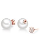 Lulu  Jane Cercei placati cu aur de 14K - cu tija si perle shell - Alb