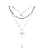 Lulu  Jane Colier cu siraguri multiple decorat cu cristale - Argintiu