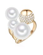 Lulu  Jane Inel placat cu aur de 14K si decorat cu cristale si perle sintetice 22557 - Auriu