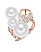 Lulu  Jane Inel placat cu aur de 14K si decorat cu cristale si perle sintetice 22557 - Auriu rose