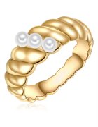 Lulu  Jane Inel placat cu aur de 14K si decorat cu perle sintetice - Auriu