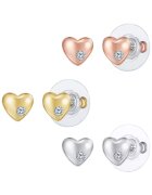 Lulu  Jane Set de cercei in forma de inima placati cu aur de 14K si decorati cu cristale - Auriu/Argintiu